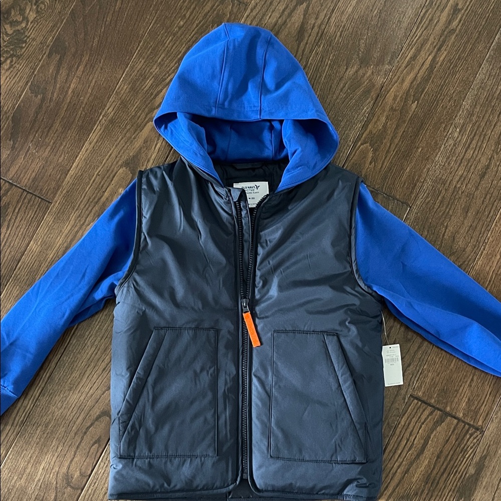 Old Navy Blue Hooded Sleeve Jacket with Navy Puffer Vest